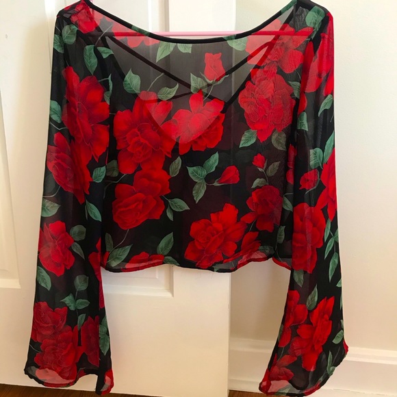 Forever 21 Floral Cropped Top - Picture 1 of 4
